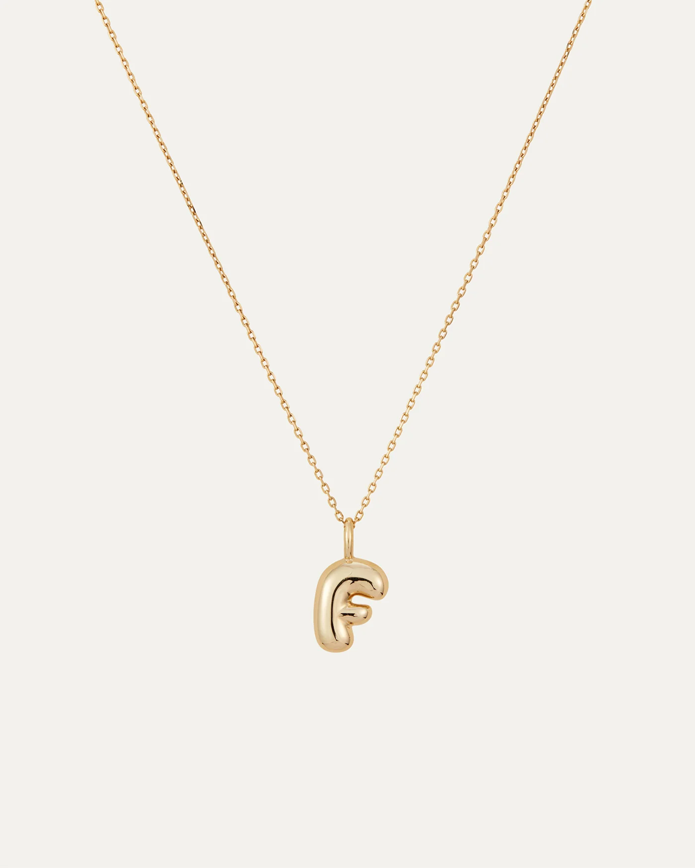 14K Gold Bubble Letter Necklace - F