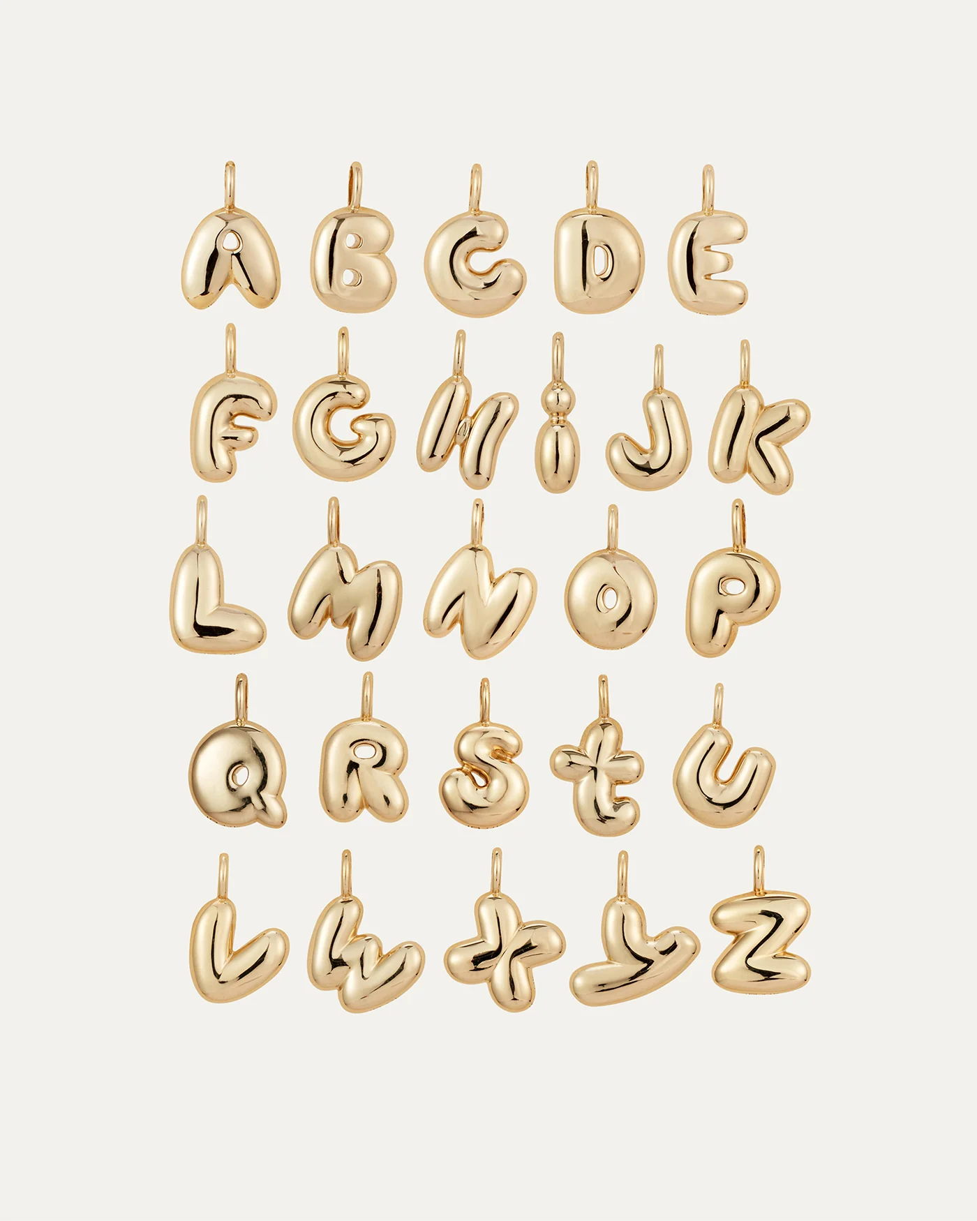 14K Gold Bubble Letter Necklace - T - Image 5