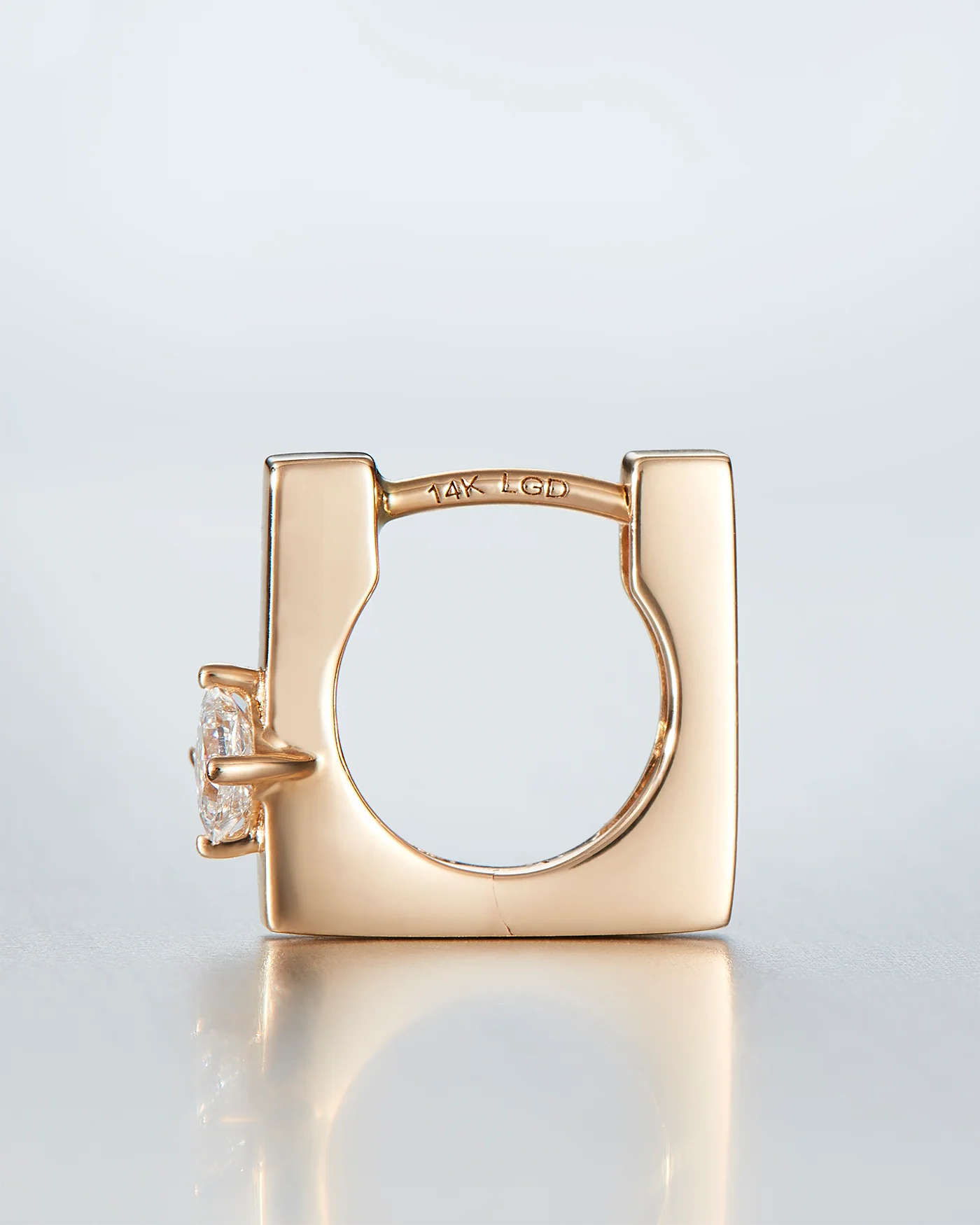 14K Gold Lab Grown Diamond Huggie Earrings - Image 3