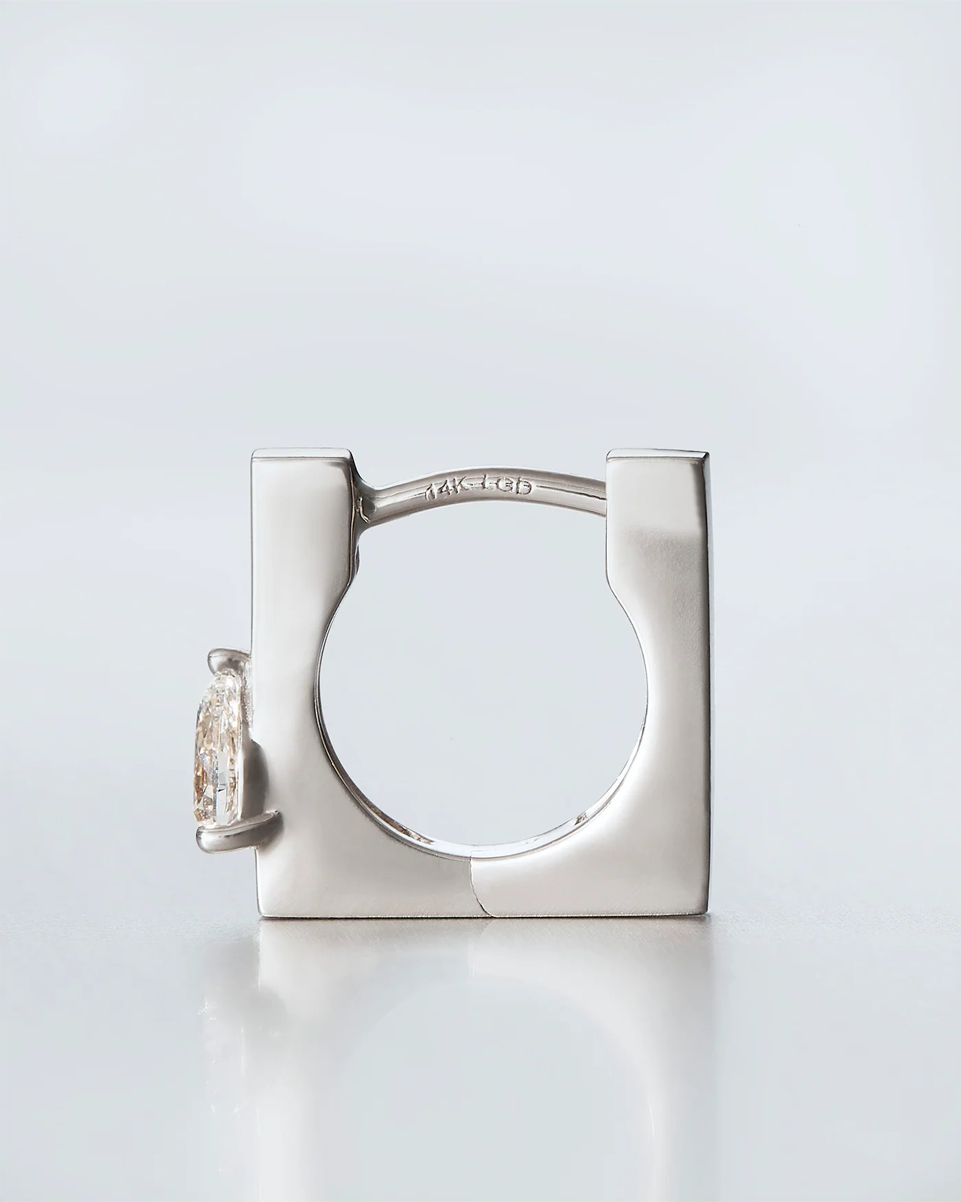 14K White Gold Lab Grown Diamond Huggie Earrings - Image 3