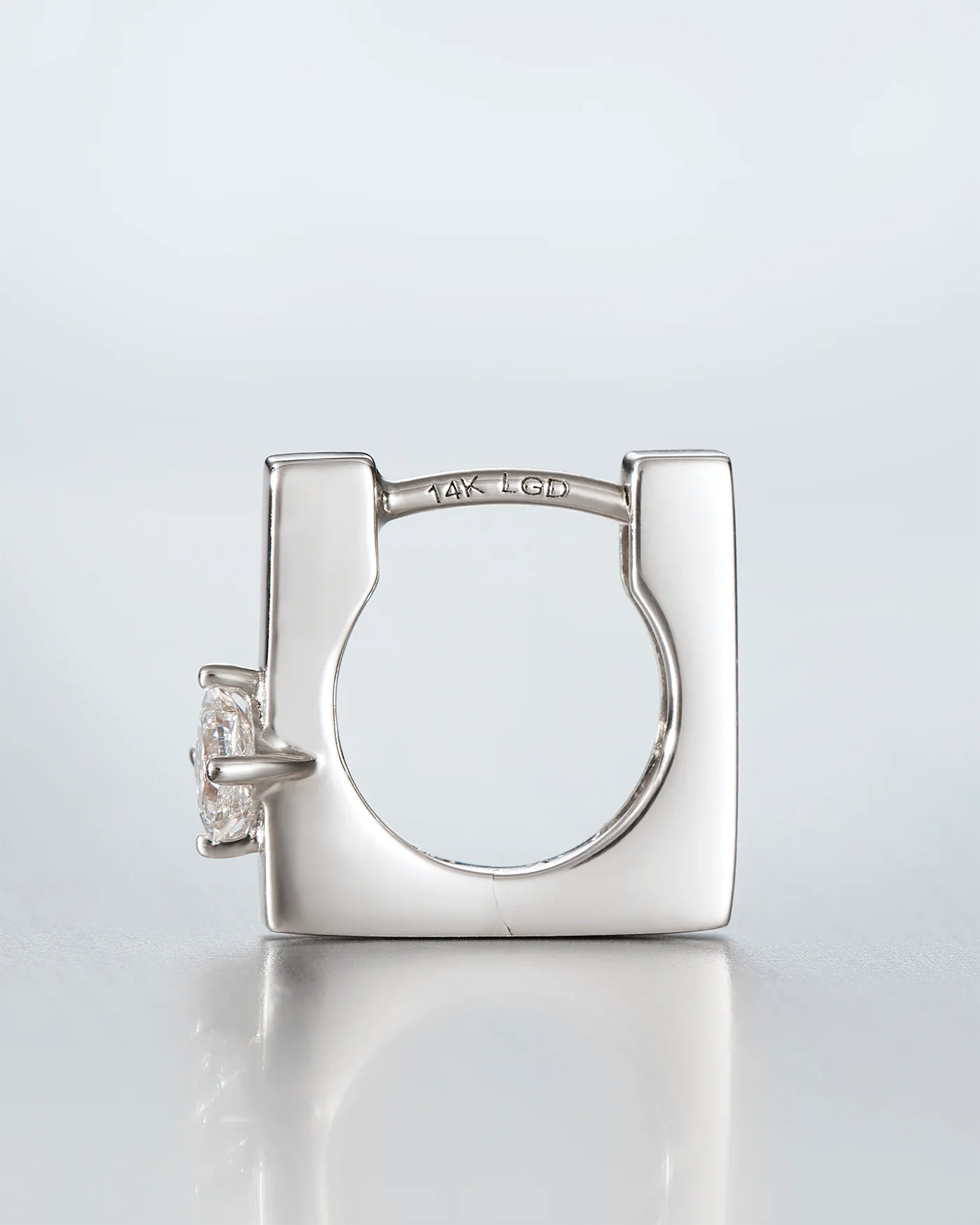 14K White Gold Lab Grown Diamond Huggie Earrings - Image 3