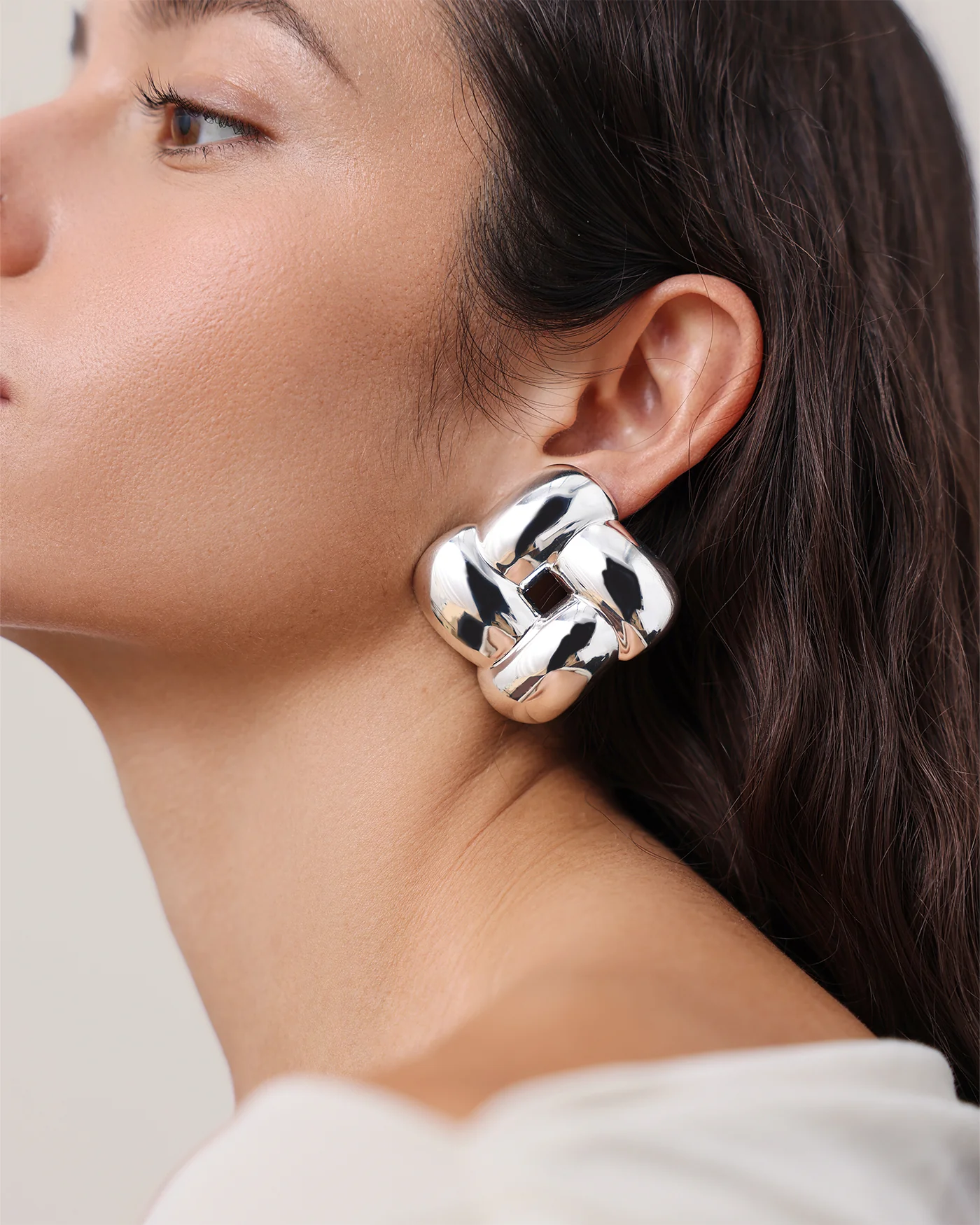 Mega Woven Square Earrings - Image 2