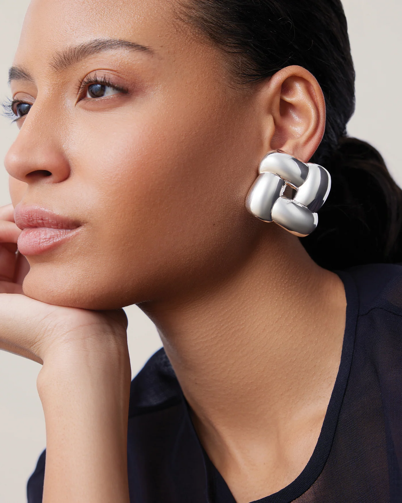 Mega Woven Square Earrings - Image 4