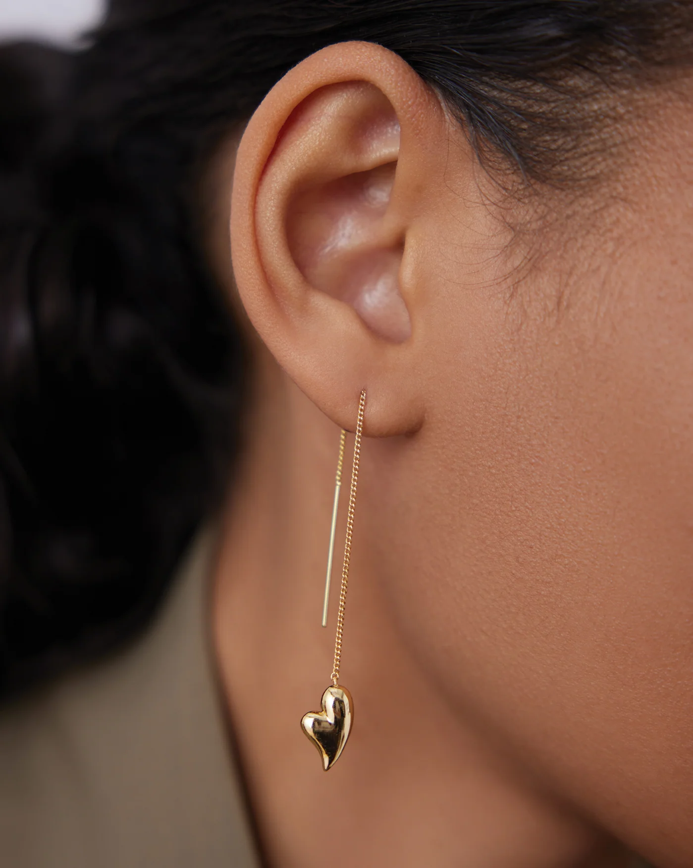 Puffy Heart Threader Earrings - Image 3